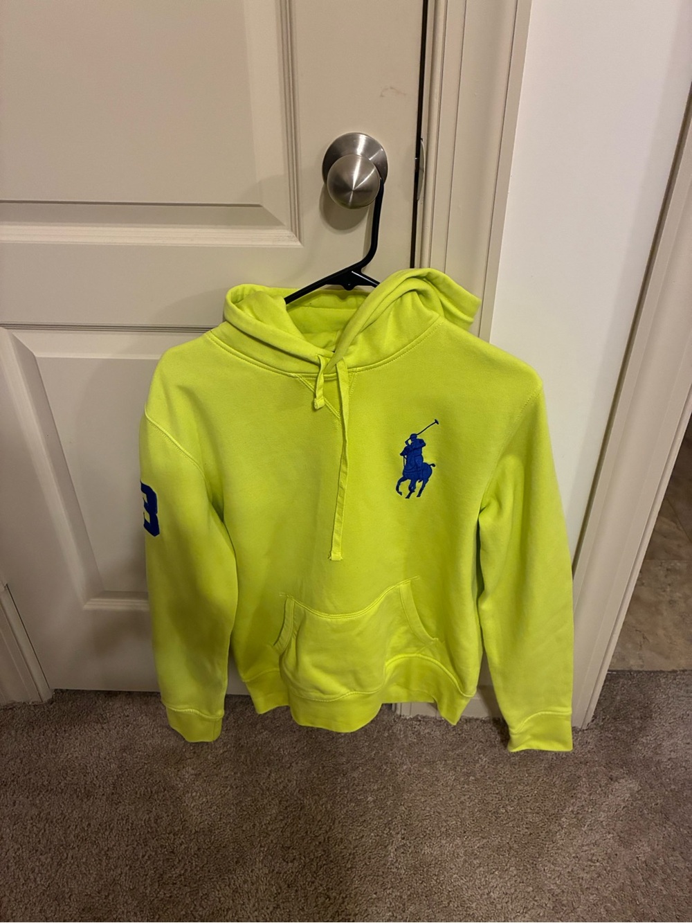 Polo by Ralph Lauren Neon Yellow Zip-Up Hoodie with Blue Pony
